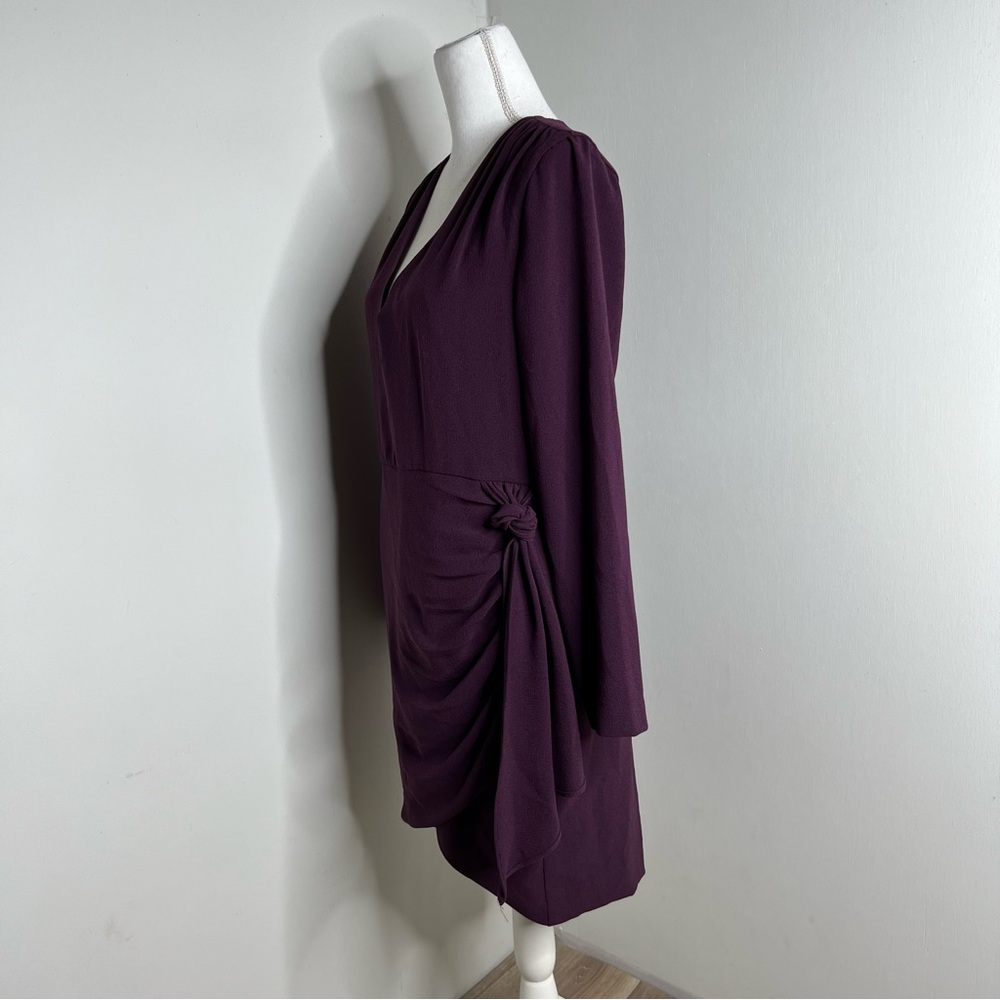 DRESS THE POPULATION Aila Mini Wrap Dress in Boysenberry size L - Picture 8 of 14